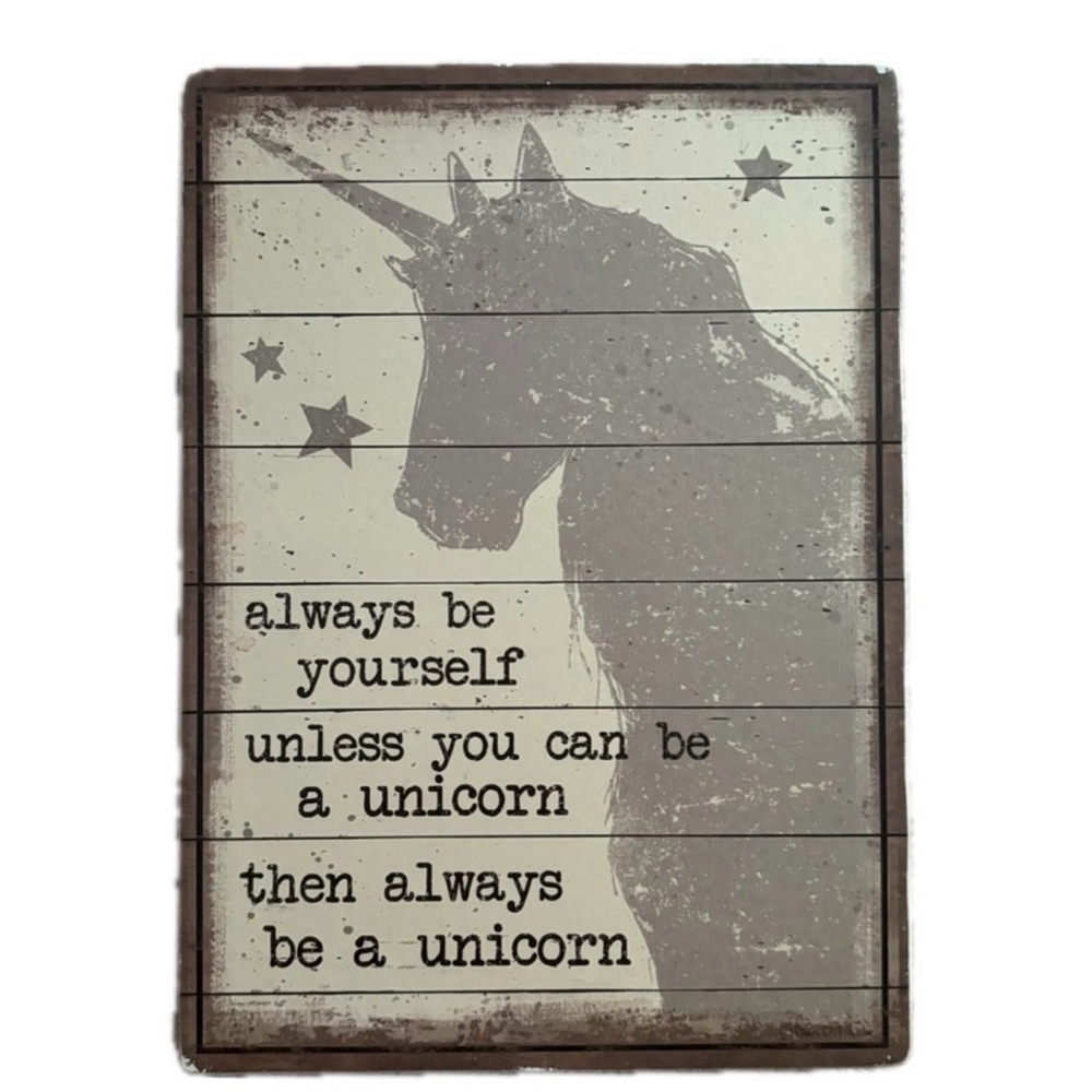 Designs by Kathy Unicorn Wood Sign Inspirational Farmhouse Wall Decor NWOT